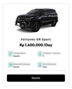 rental fortuner Jakarta Barat